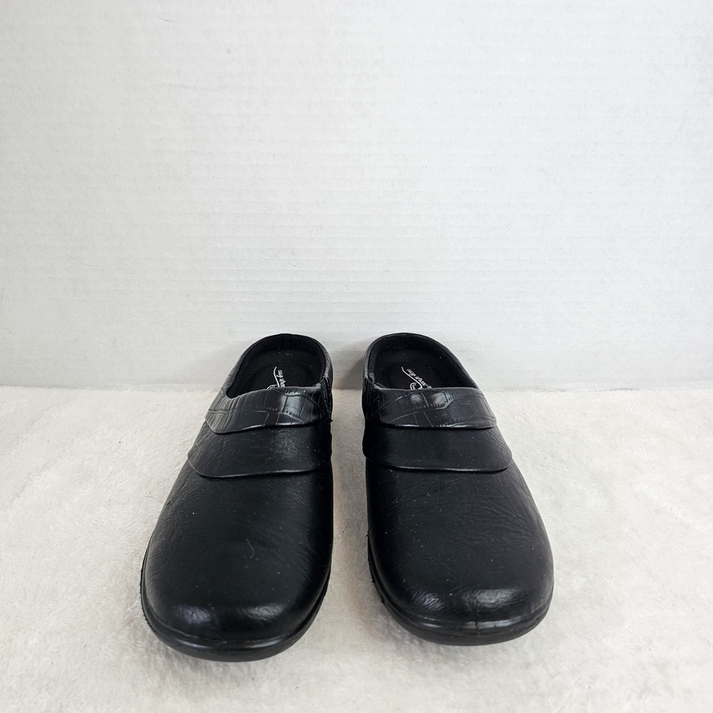 Easy Street Clog Casual Shoes Black Women's 8.5M Leather Slip-On - Picture 4 of 8